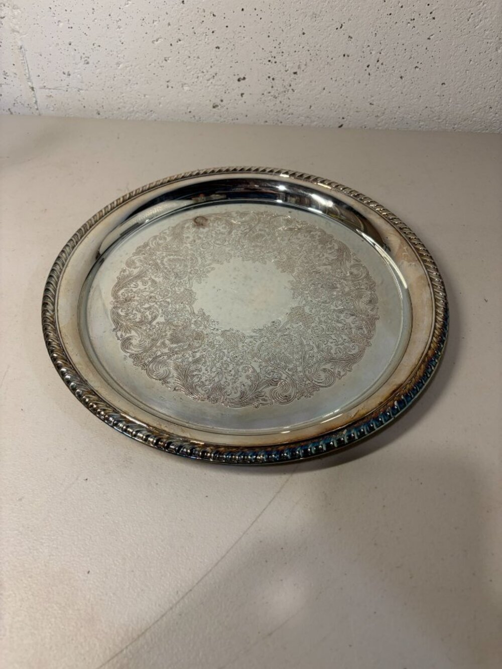 Vintage International Silver Co. Round Plate Serving Tray -12 1/2"